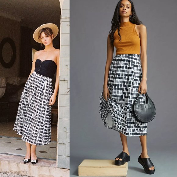 Anthropologie Dresses & Skirts - Anthropologie Maeve Plaid Circle Midi Skirt